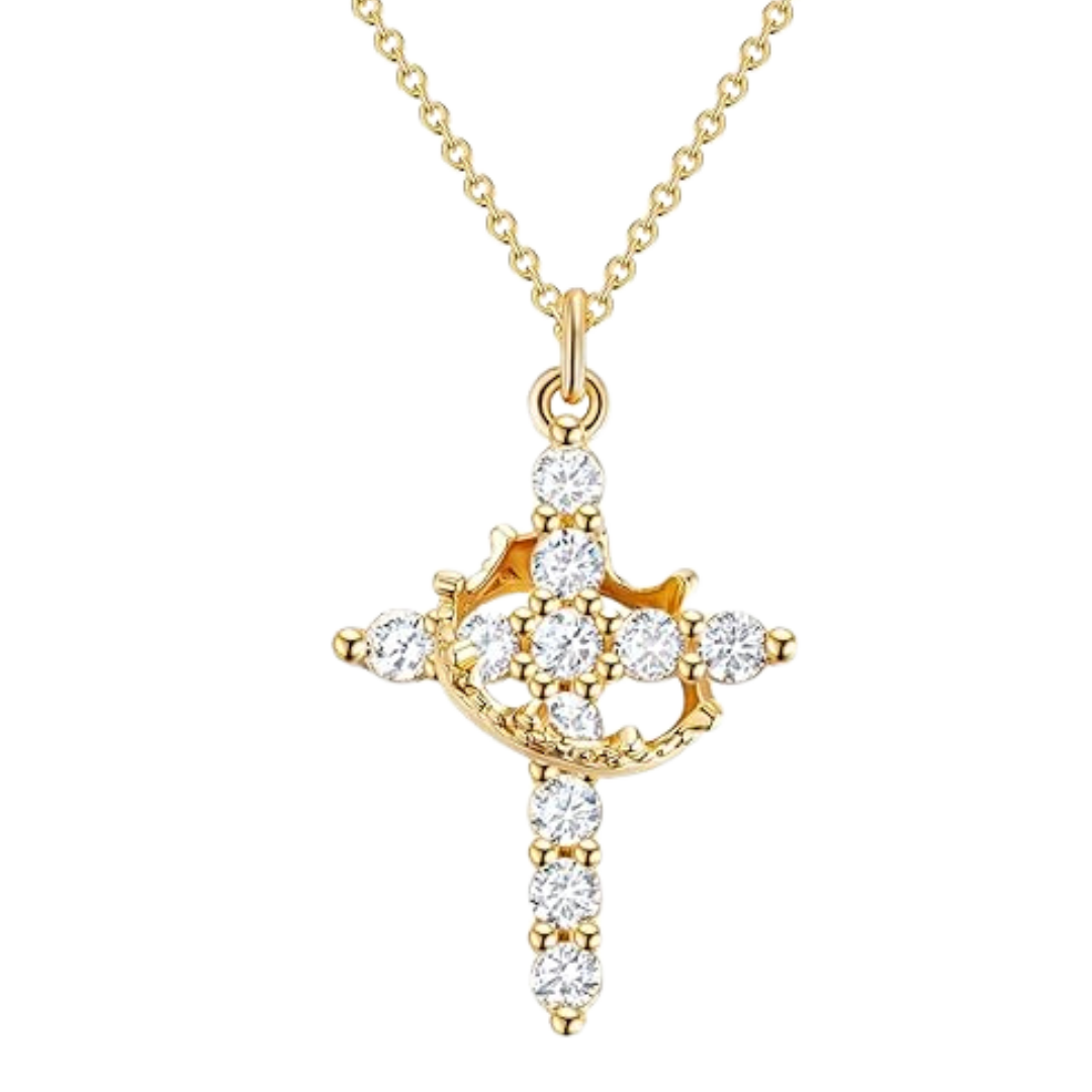 LBMLBM Cross & Crown Necklace– Embrace Elegance, Faith, and Power 🌟