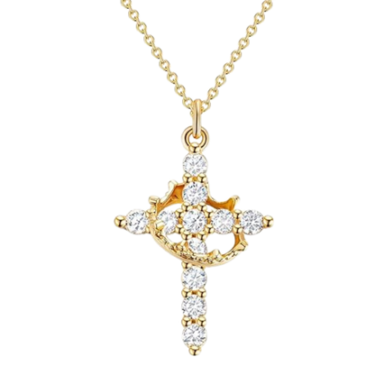 LBMLBM Cross & Crown Necklace– Embrace Elegance, Faith, and Power 🌟
