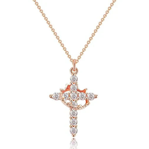LBMLBM Cross & Crown Necklace– Embrace Elegance, Faith, and Power 🌟