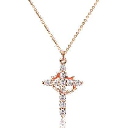 LBMLBM Cross & Crown Necklace– Embrace Elegance, Faith, and Power 🌟