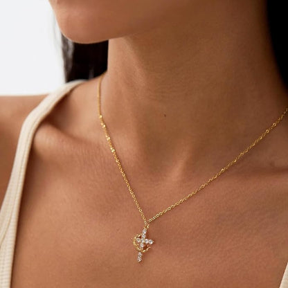 LBMLBM Cross & Crown Necklace– Embrace Elegance, Faith, and Power 🌟