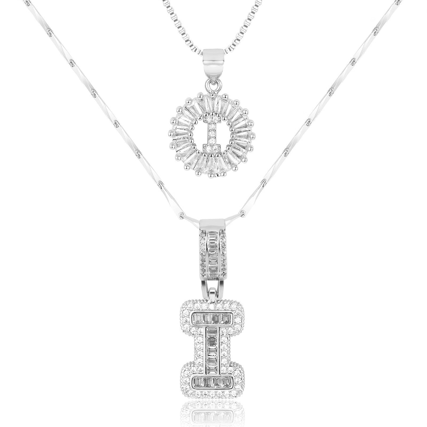 ✨LBMLBM™Bestselling Crystal-Studded 26 English Letter Necklace for Women with Copper Zirconia Setting and Genuine Gold-Plated Flower Letters 2Pc Set💎